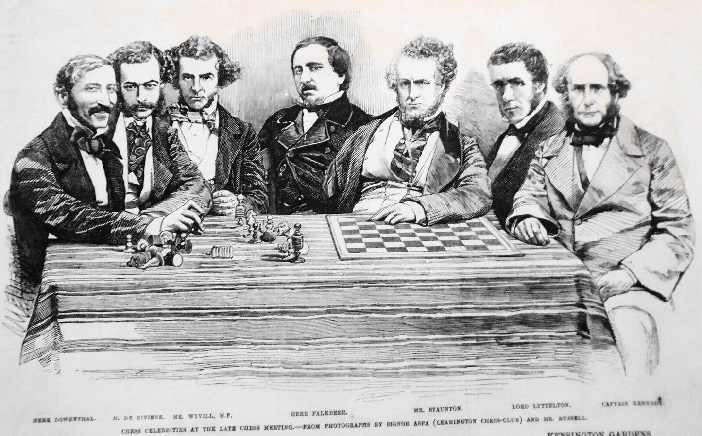 1855 Chess Celebrities at the Leamington Chess Club :  Staunton, Lowenthal et al