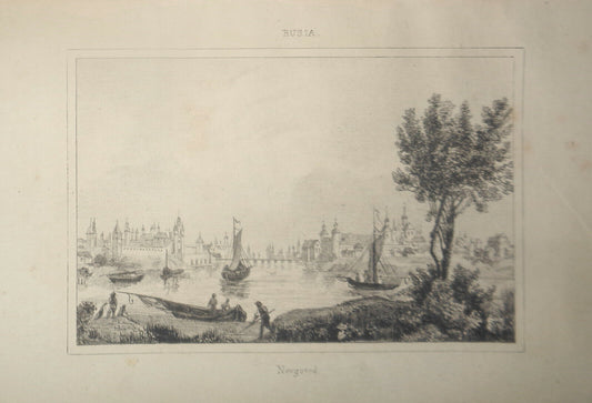 1840 Rusia - Novgorod - original engraving. El universo pintoresco - Chopin