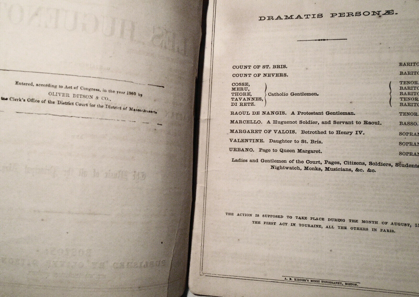 Meyerbeer's opera Les Huguenots 1860. Italian text, English translation, music.