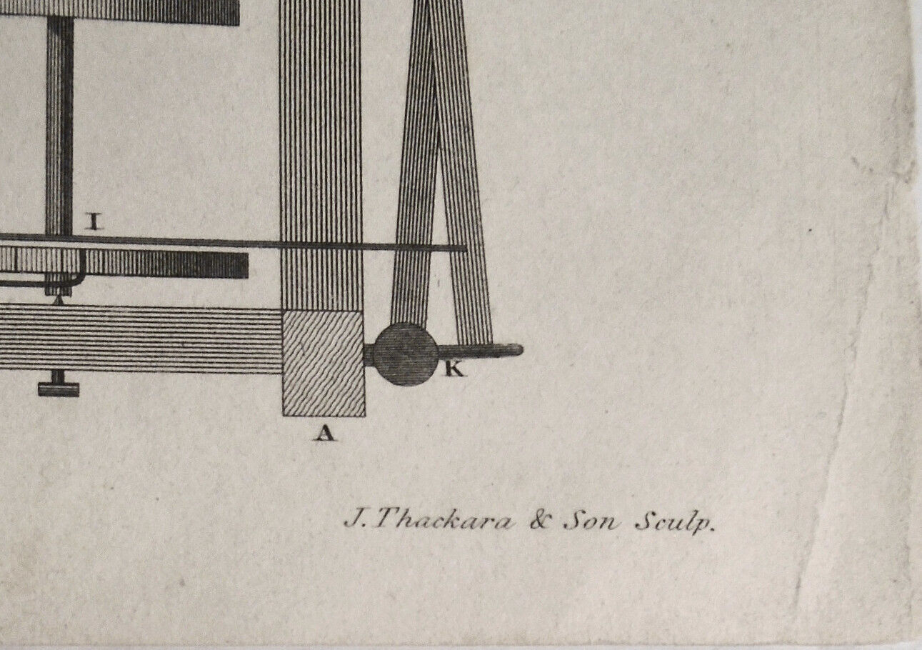 1832 CHAINWORK Tambouring-Machine, by John Thackara.  Original antique print