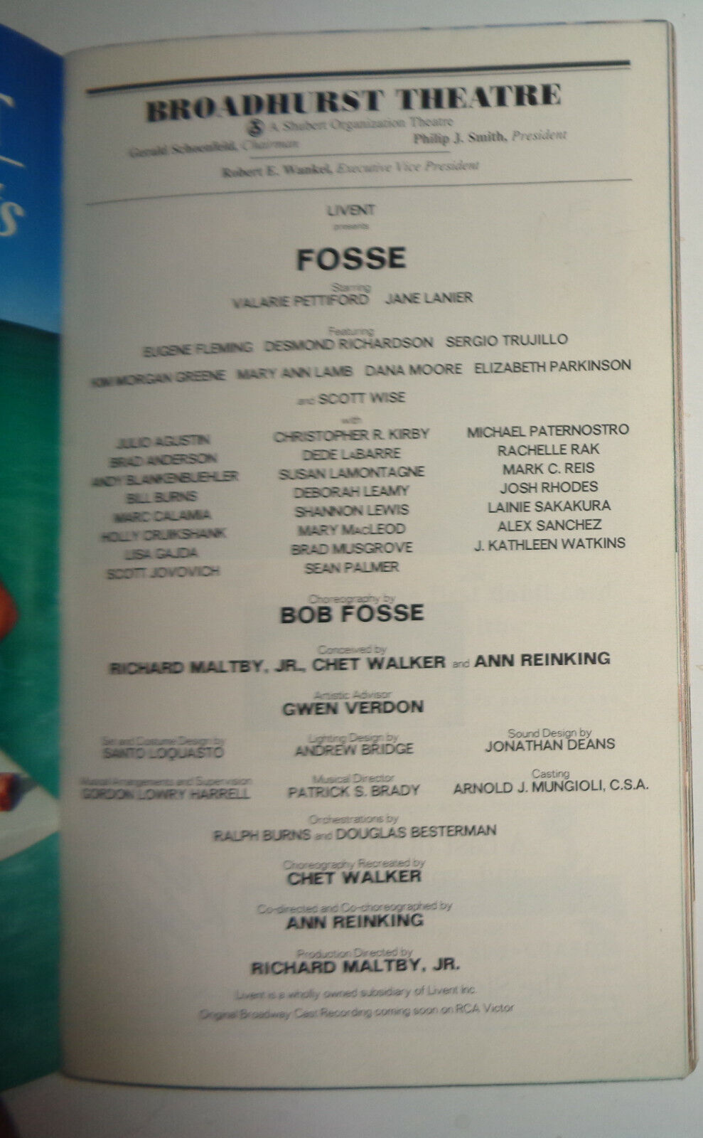 FOSSE - PLAYBILL - MAY 1999. NEW YORK: BROADHURST THEATRE