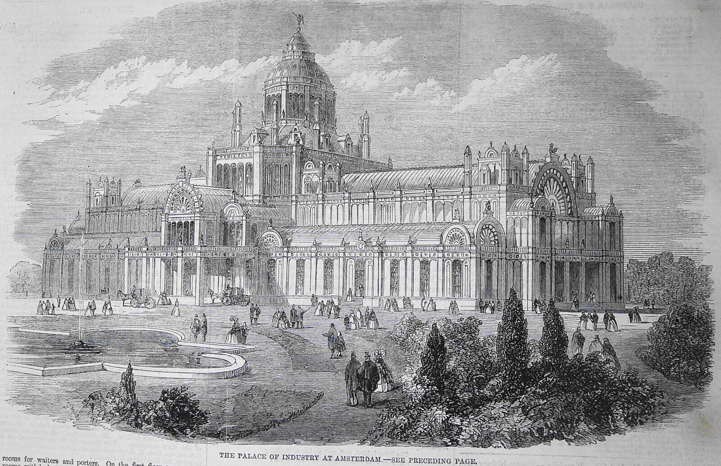 The Palace of Industry at Amsterdam & The Palace Hotel, Buckingham Gate. 1861.