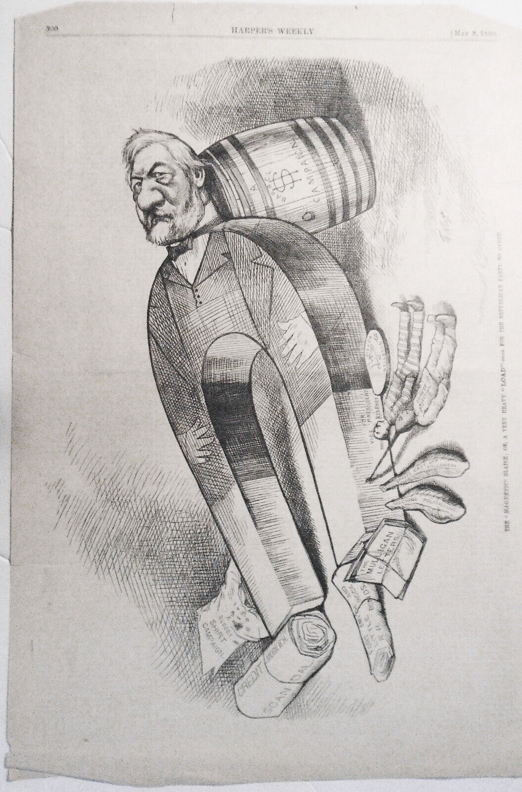 The "magnetic" Blaine; or, a very heavy "load", by Nast - Harper's Weekly, 1880