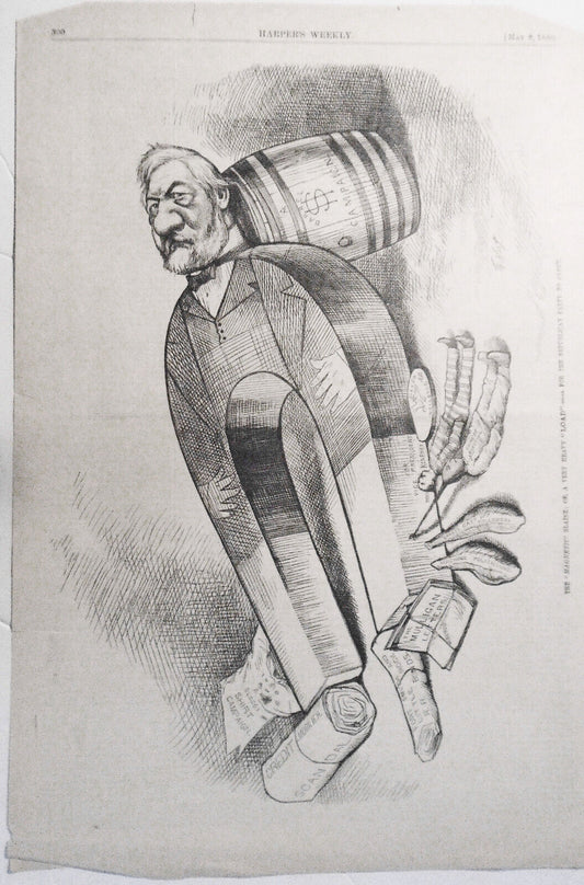 The "magnetic" Blaine; or, a very heavy "load", by Nast - Harper's Weekly, 1880