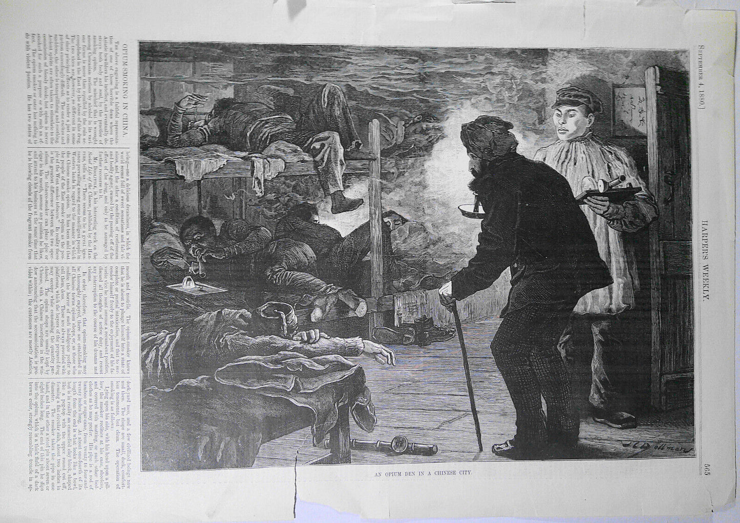 An Opium Den in a Chinese City  - Harper's Weekly,  September 4, 1880 original
