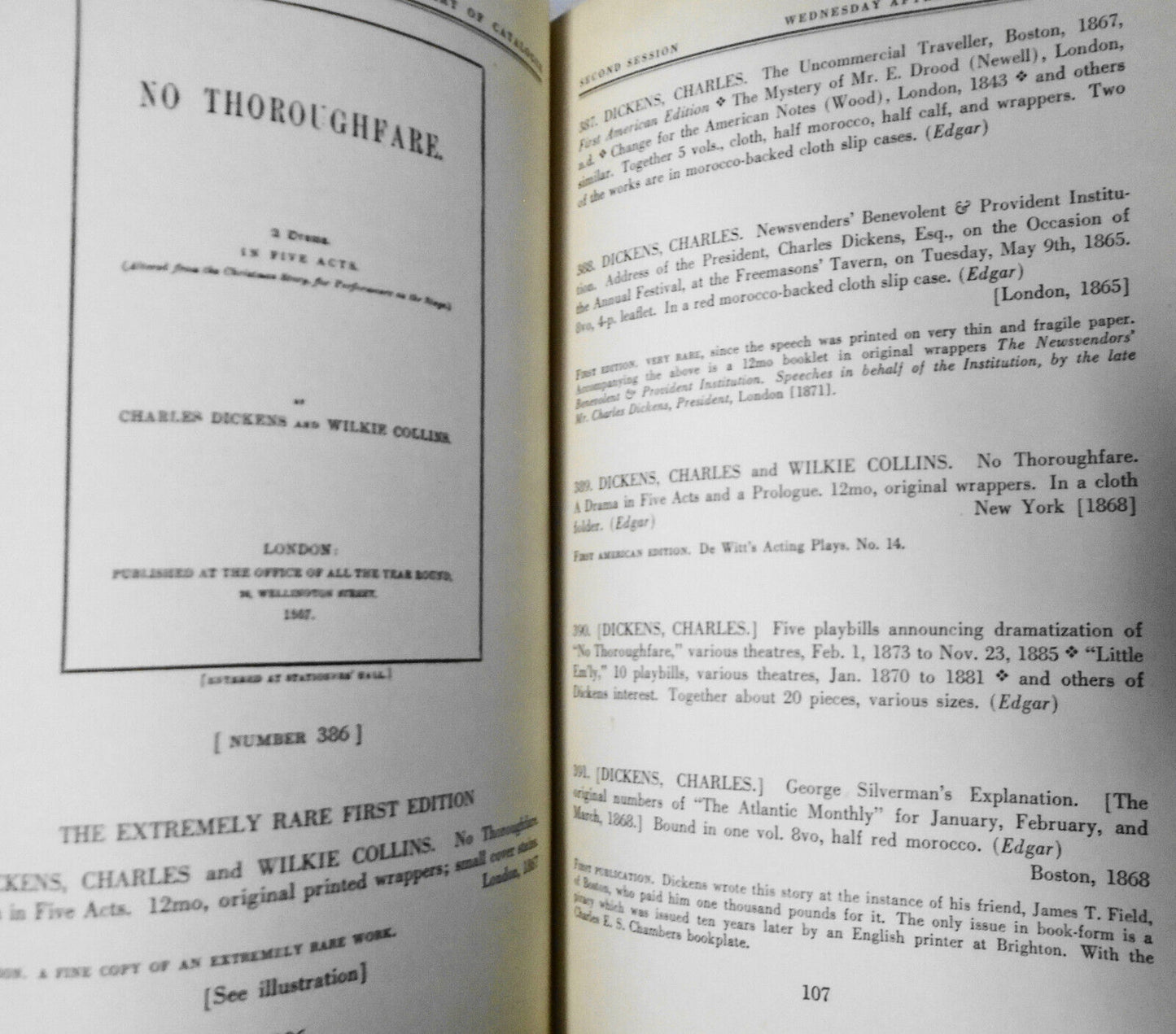 First Editions ... Of Charles Dickens...Herman Leroy Edgar  - 1944 Parke-Bernet