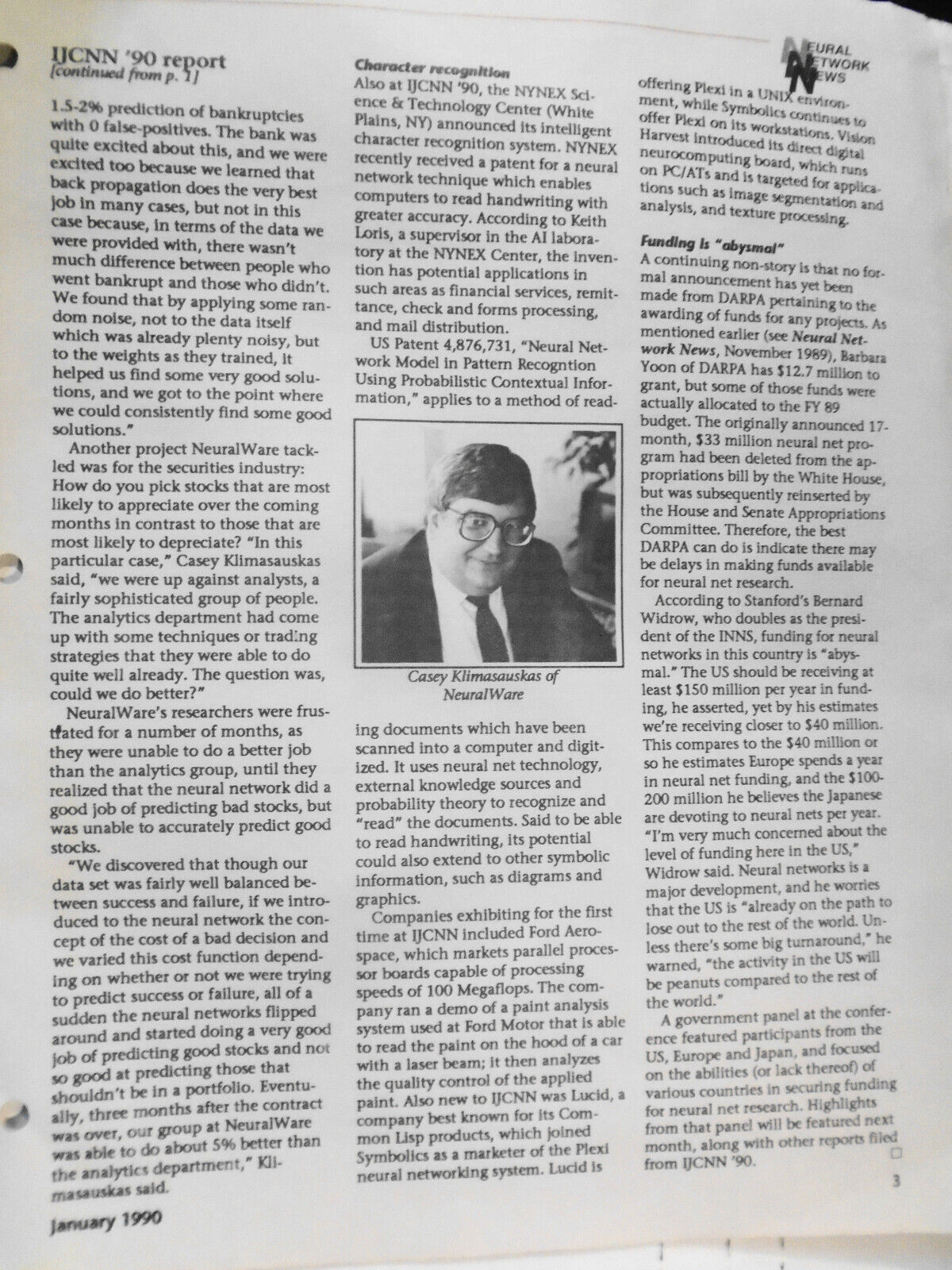 Neural Network News, January 1990. Daniel A. Blanchard, editor. Newsletter.