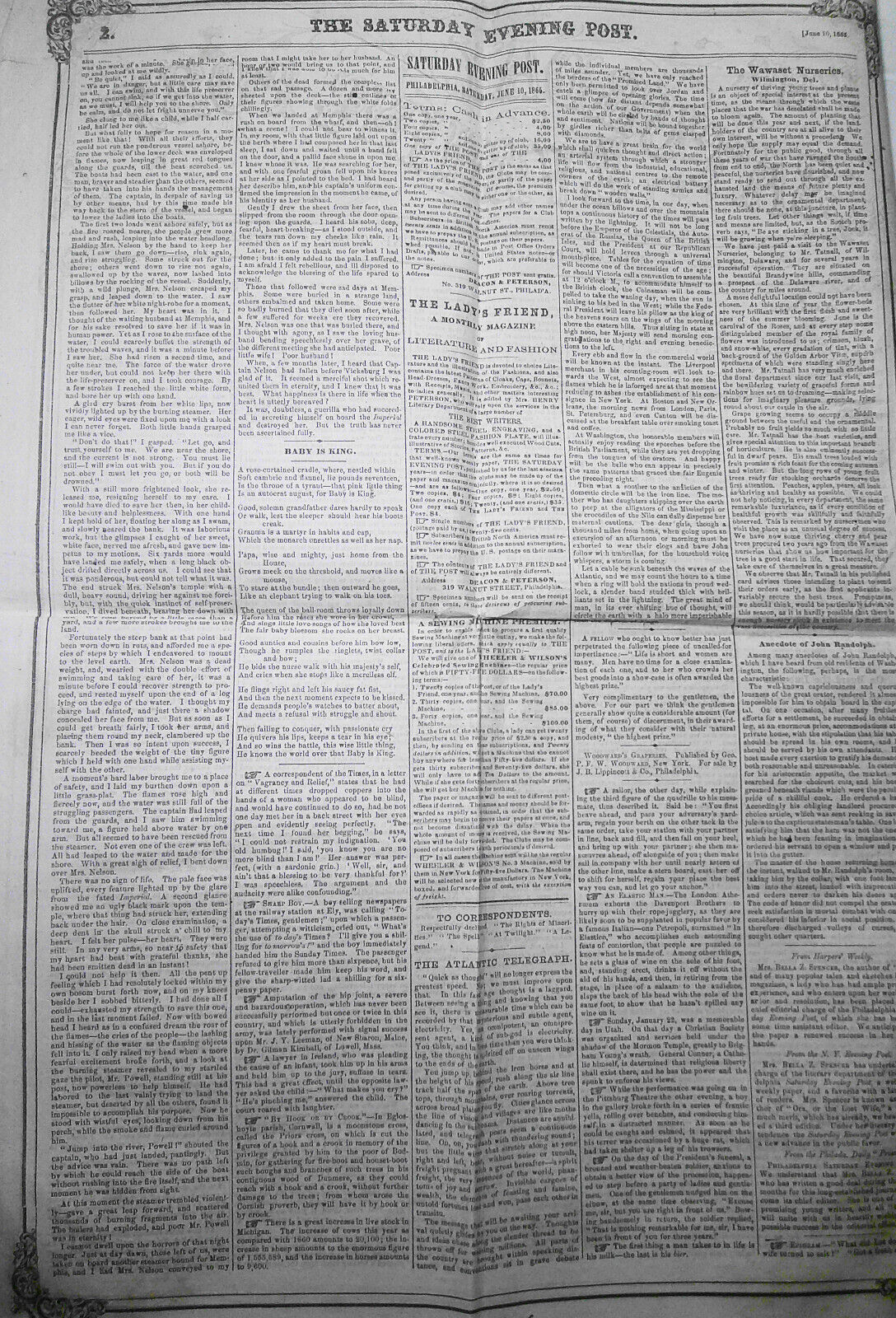 Saturday Evening Post, June 10, 1865 - General Lee in London, etc