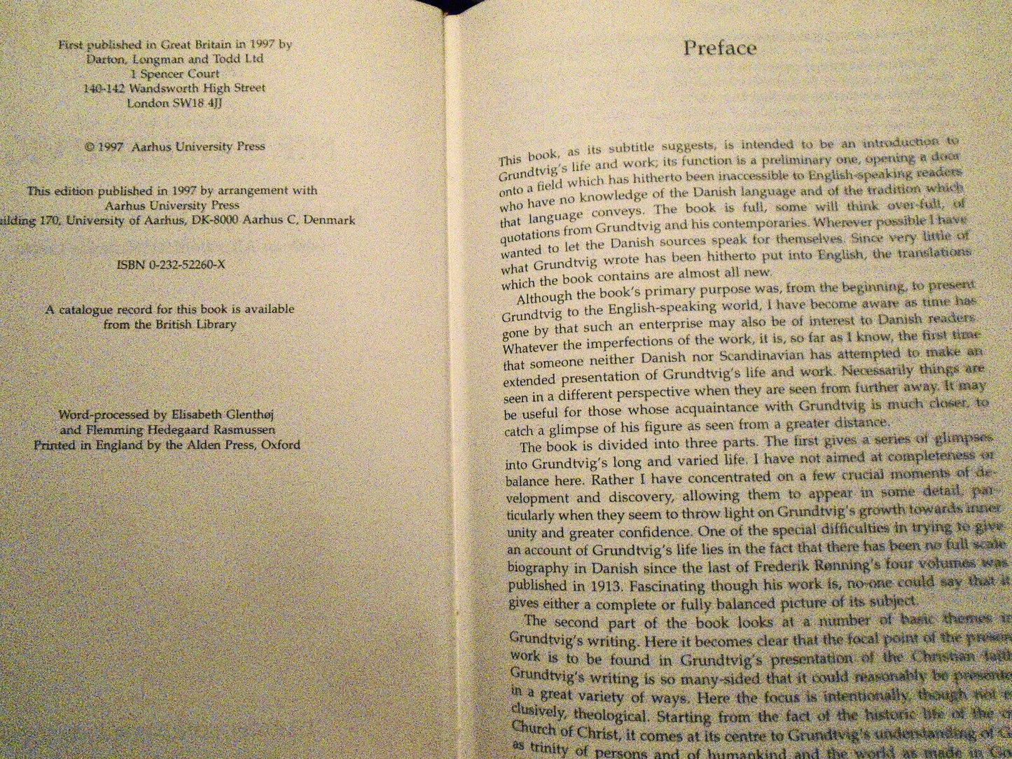 N.F.S. Grundtvig: an introduction to his life and work by A.M. Allchin Hardcover