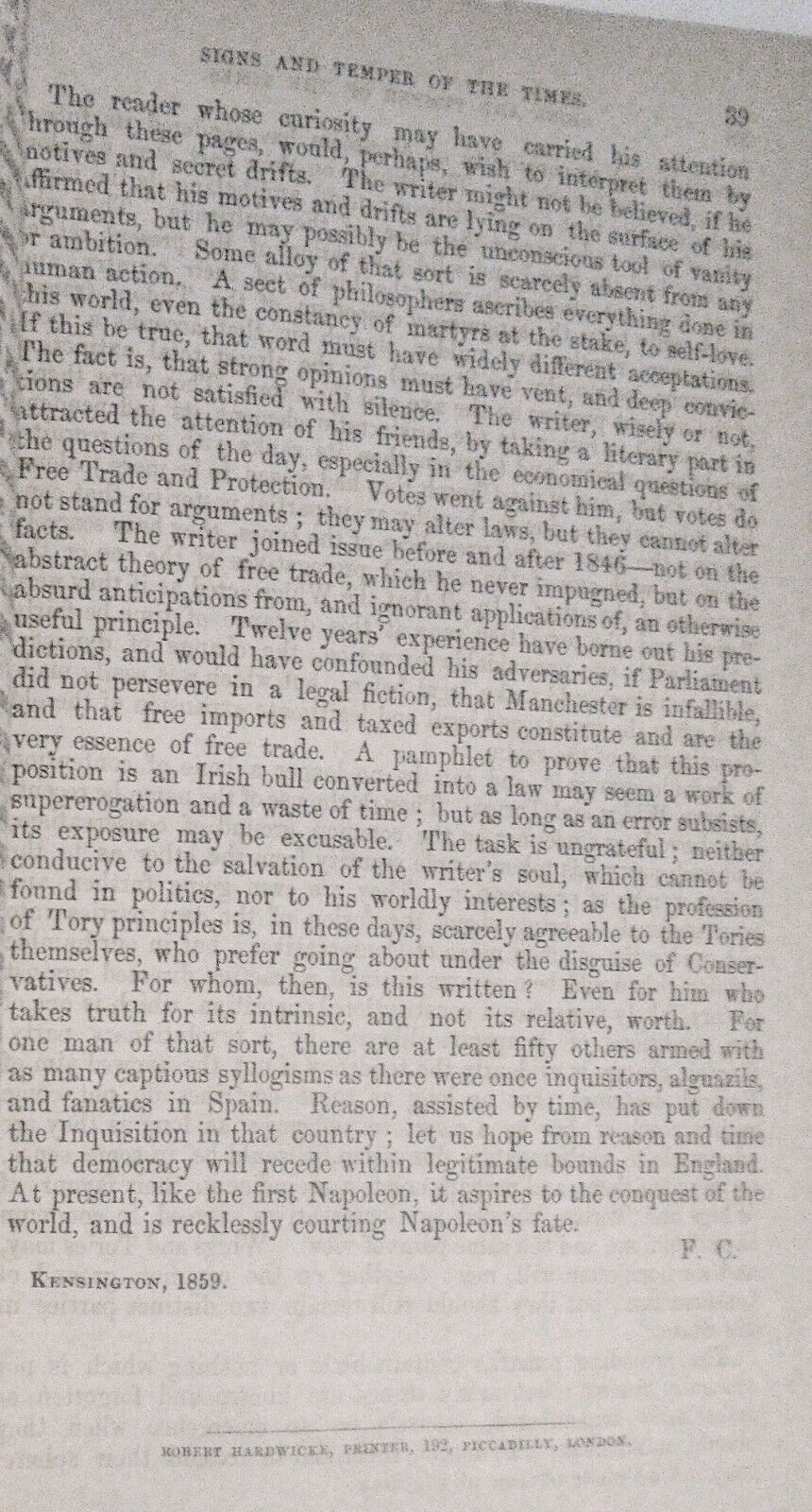 1859 Signs and temper of the times : an anonymous pamphlet