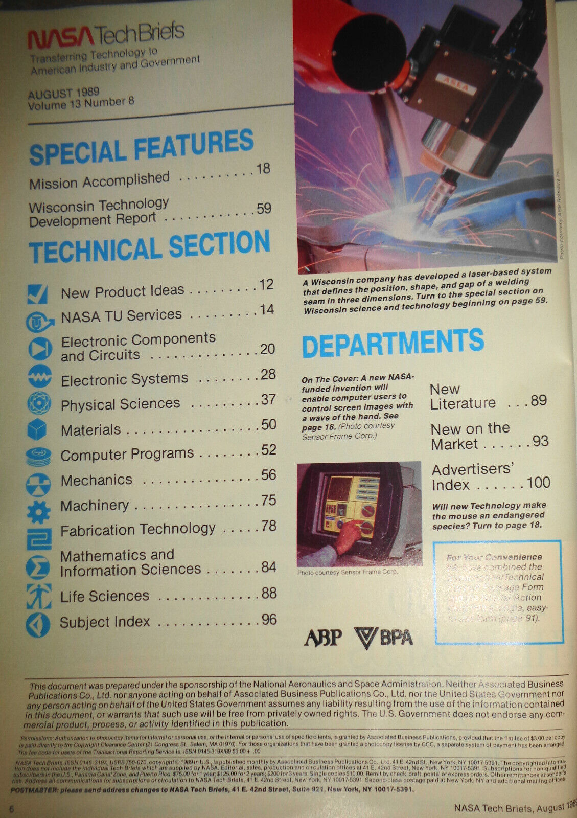 NASA TECH BRIEFS MAGAZINE, August 1989. New "Wave" method of computer control