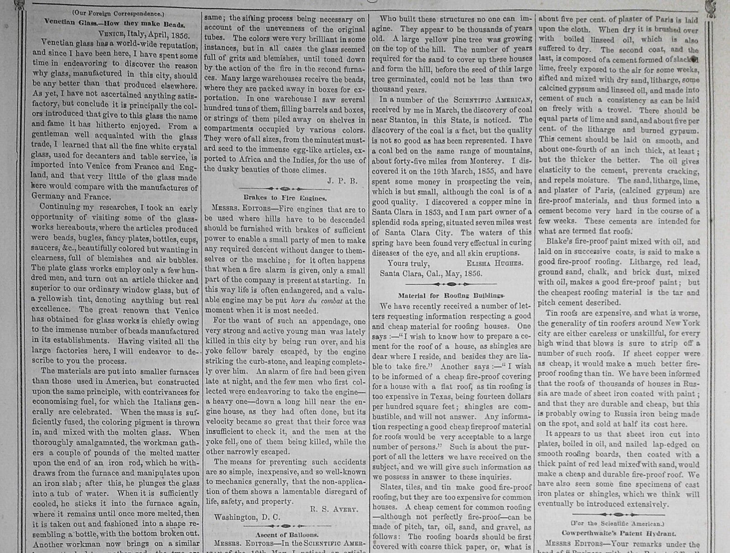 Scientific American, June 14, 1856. Foucault - Motion and Heat; Ballooning, etc
