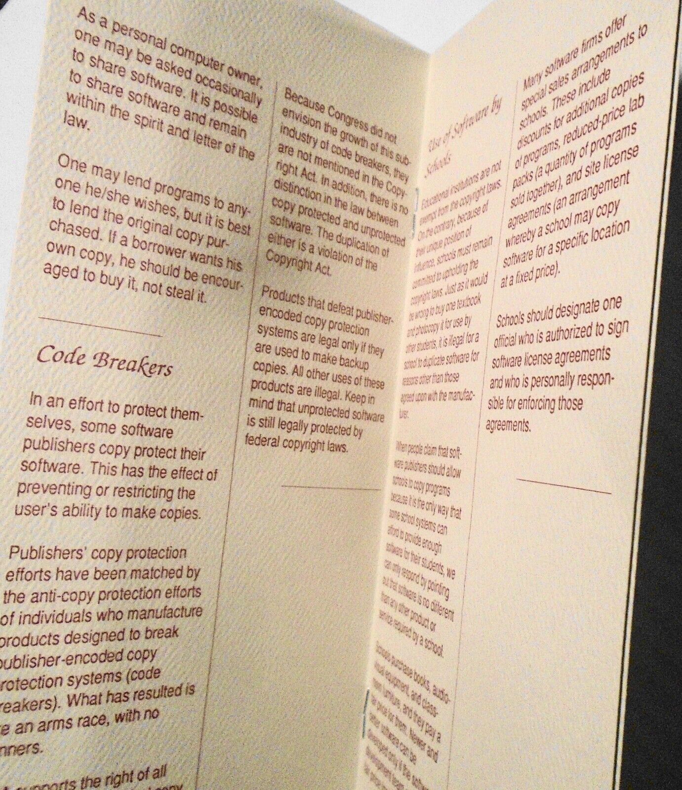 Software Publishers Association Membership Application and Literature - 1989