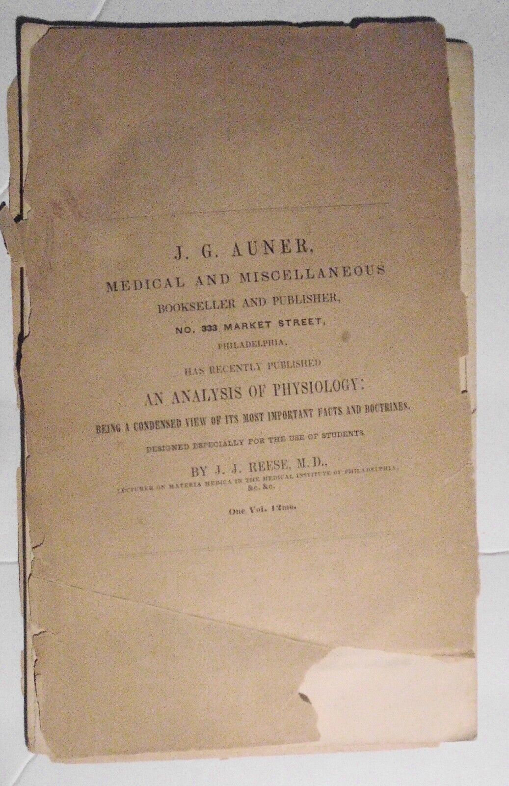 1847 [SIGNED] Lecture on surgery at University of Pennsylvania by William Gibson