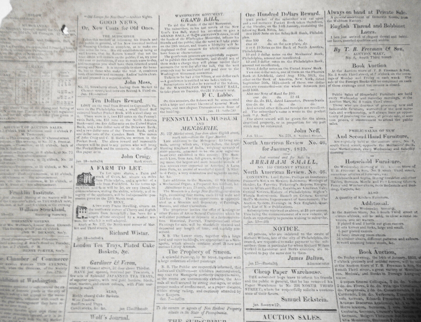 The Democratic Press,  January 18, 1825. Coal supply; Jefferson's 36 ballots etc