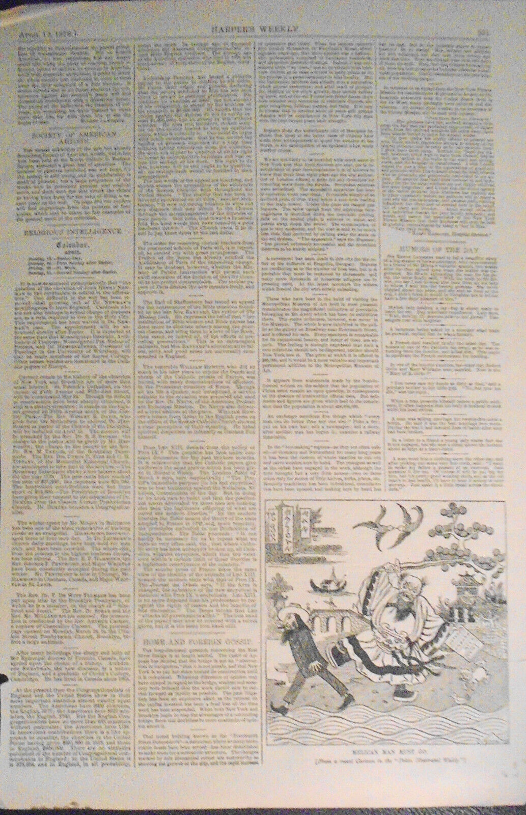 The Fighting Cocks & the Eagle, by Th. Nast - Harper's Weekly 1879. Hand-colored