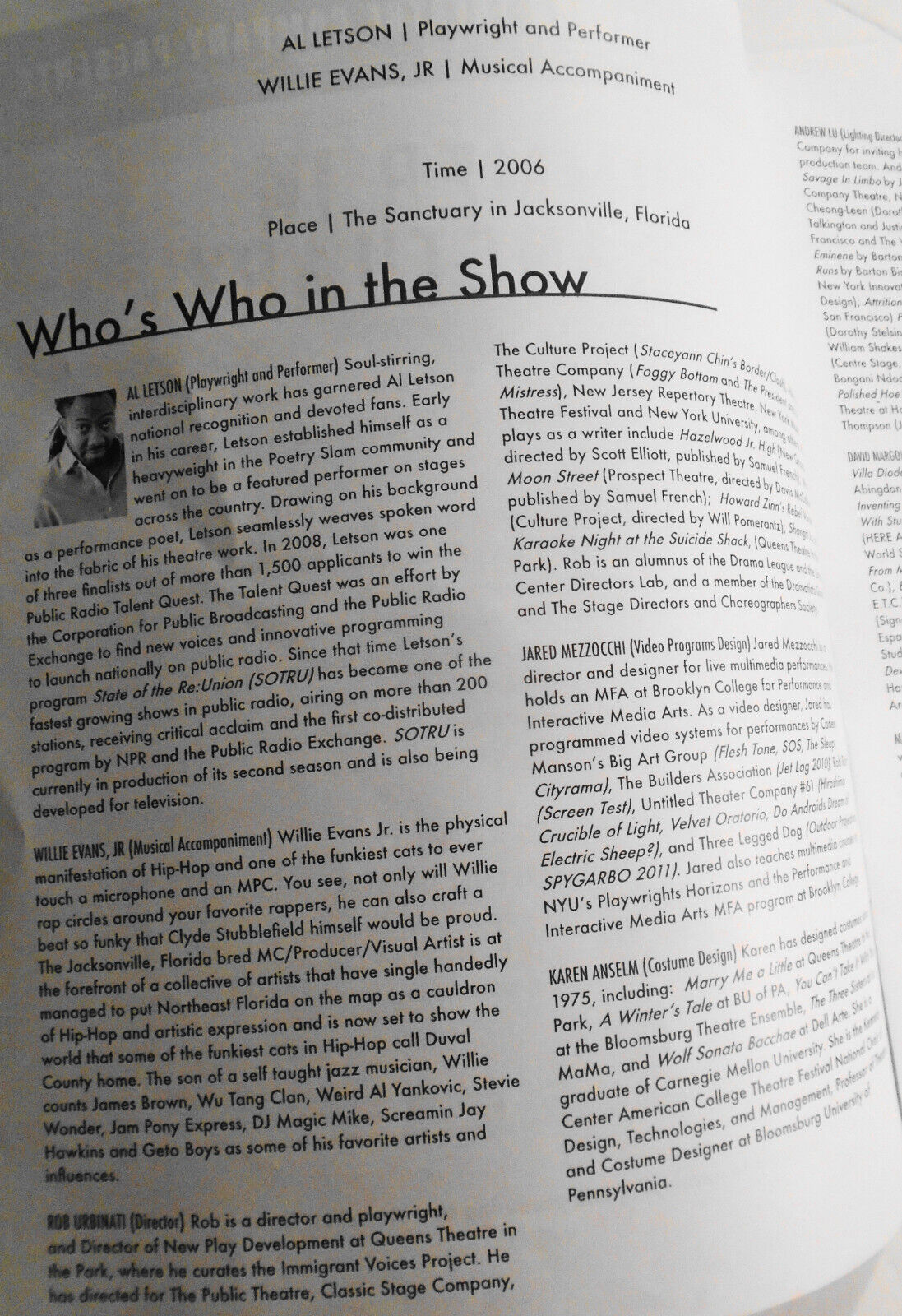 Summer in Sanctuary - Dorothy Strelsin Theatre 2011 - Souvenir program & inserts