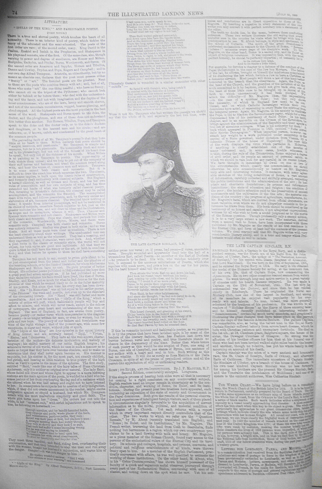Illustrated London News July 23, 1859. Notre Dame Cathedral Restored. Cattle etc