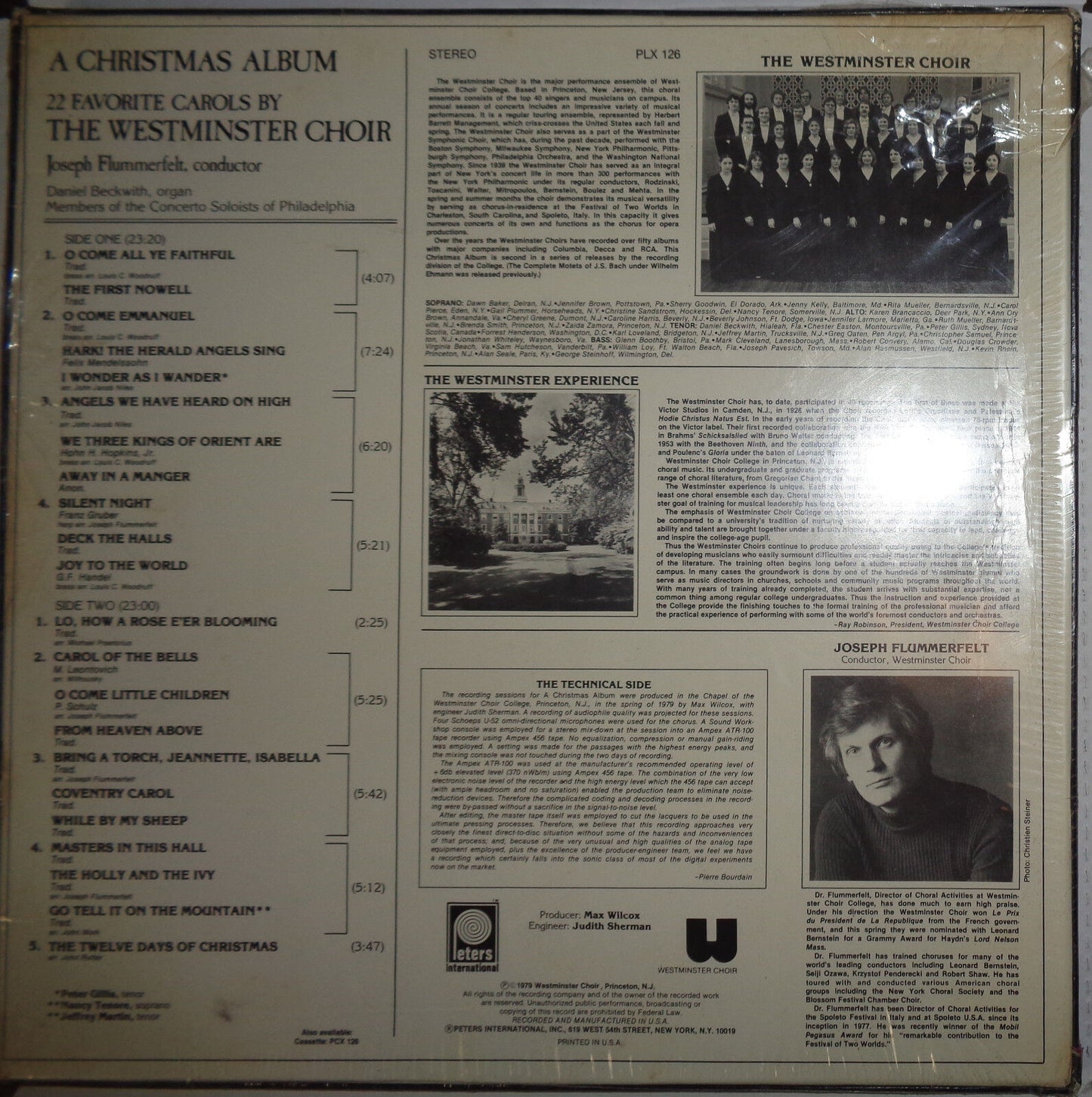 A CHRISTMAS ALBUM - vinyl lp. 22 FAVORITE CAROLS BY THE WESTMINSTER CHOIR