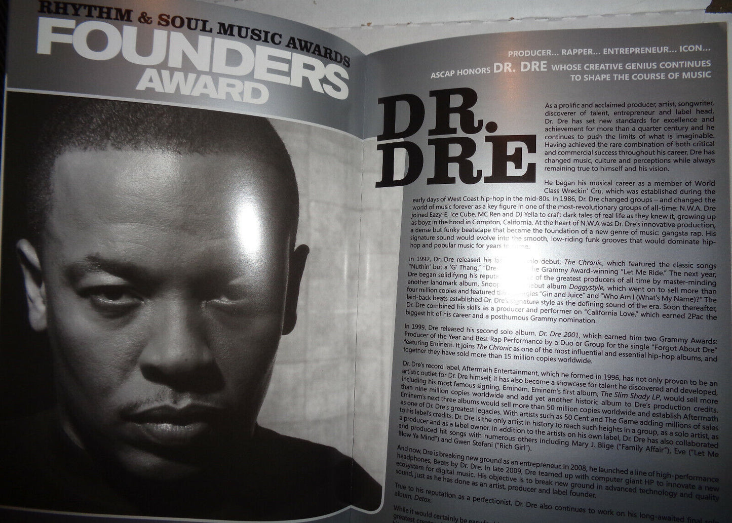 2010 ASCAP Rhythm & Soul Music Awards - Souvenir Program - Dr Dre, Janelle Monae