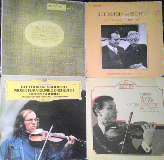 4 classical violin vinyl LPs lot : Milstein, Szeryng, Primrose and Kremer