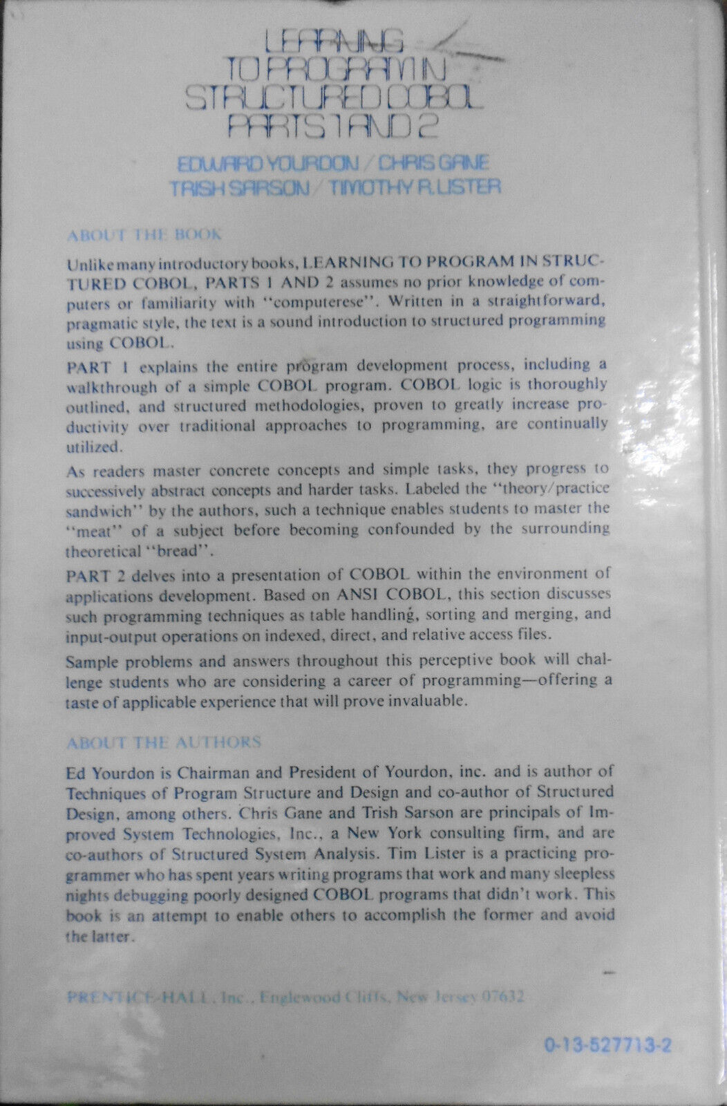 Ed Yourdon, et al: Learning To Program In Structured Cobol Parts 1 & 2 Hardcover