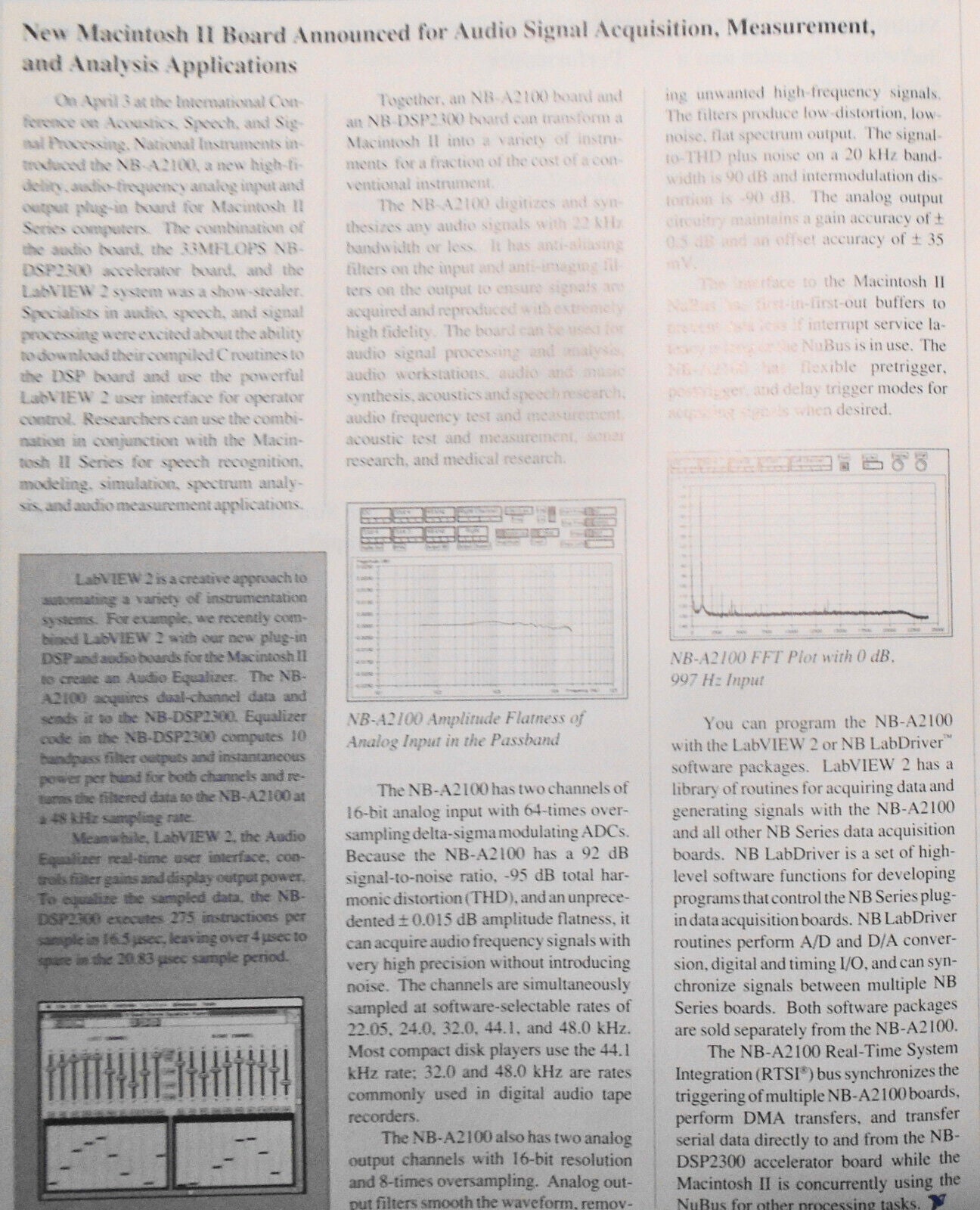 Instrumentation Newsletter, by National Instruments -  May 1990. LabVIEW 2, etc.