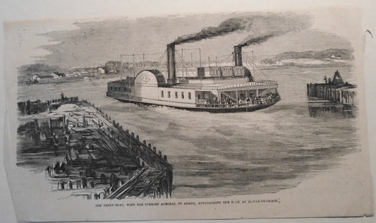Ferryboat with Turkish admiral on board approaching Havre de Grace. 19th century