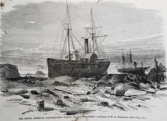 The South American Earthquakes - Wreck of the "Wateree" - Harper's Weekly, 1868