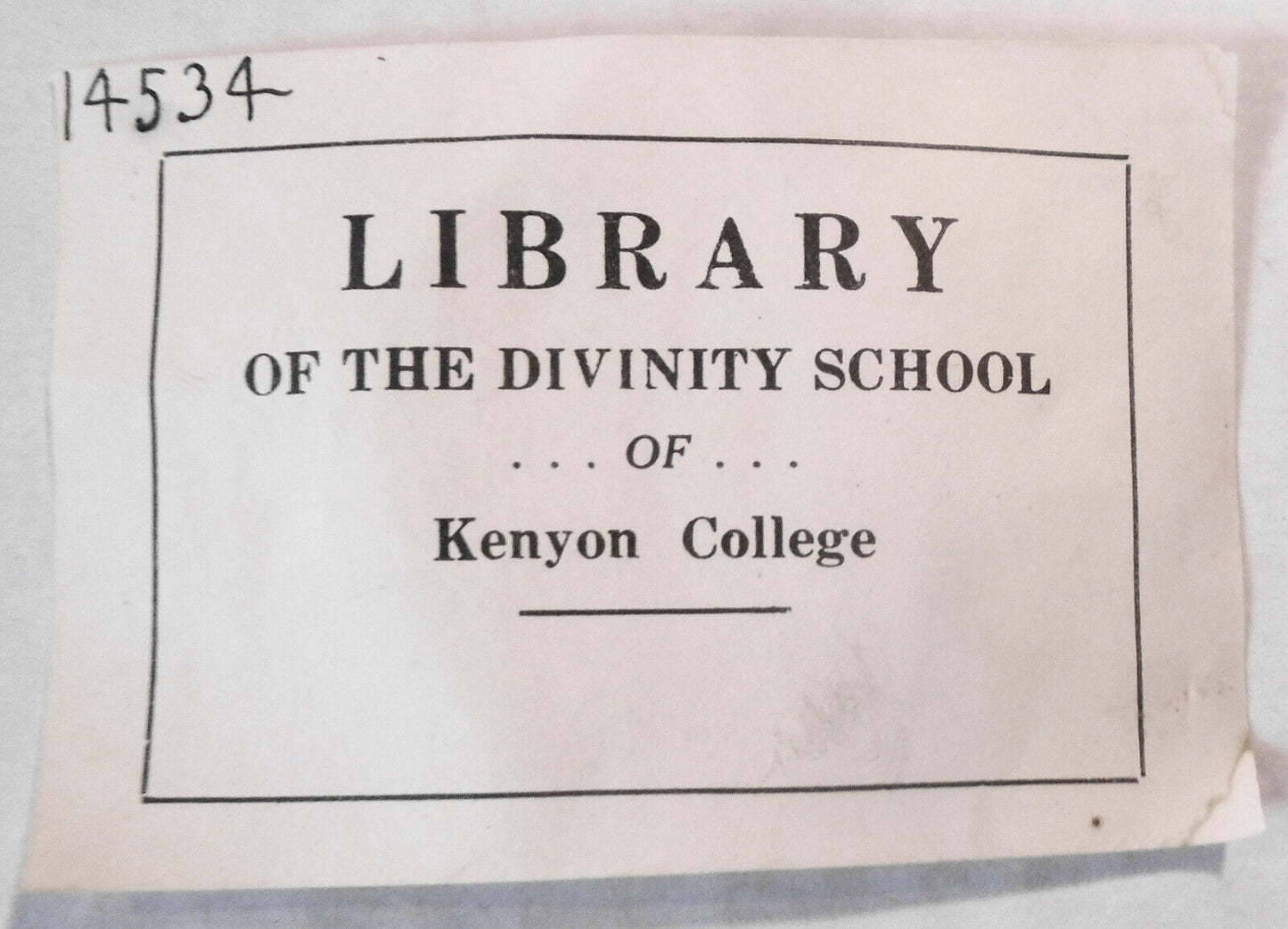 Library of the Divinity School of Kenyon College : Ex-Libris Bookplate ca 1900