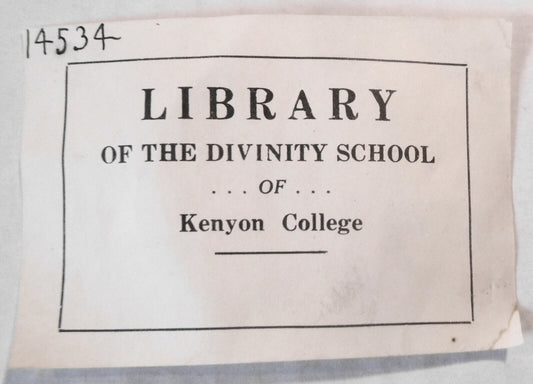 Library of the Divinity School of Kenyon College : Ex-Libris Bookplate ca 1900