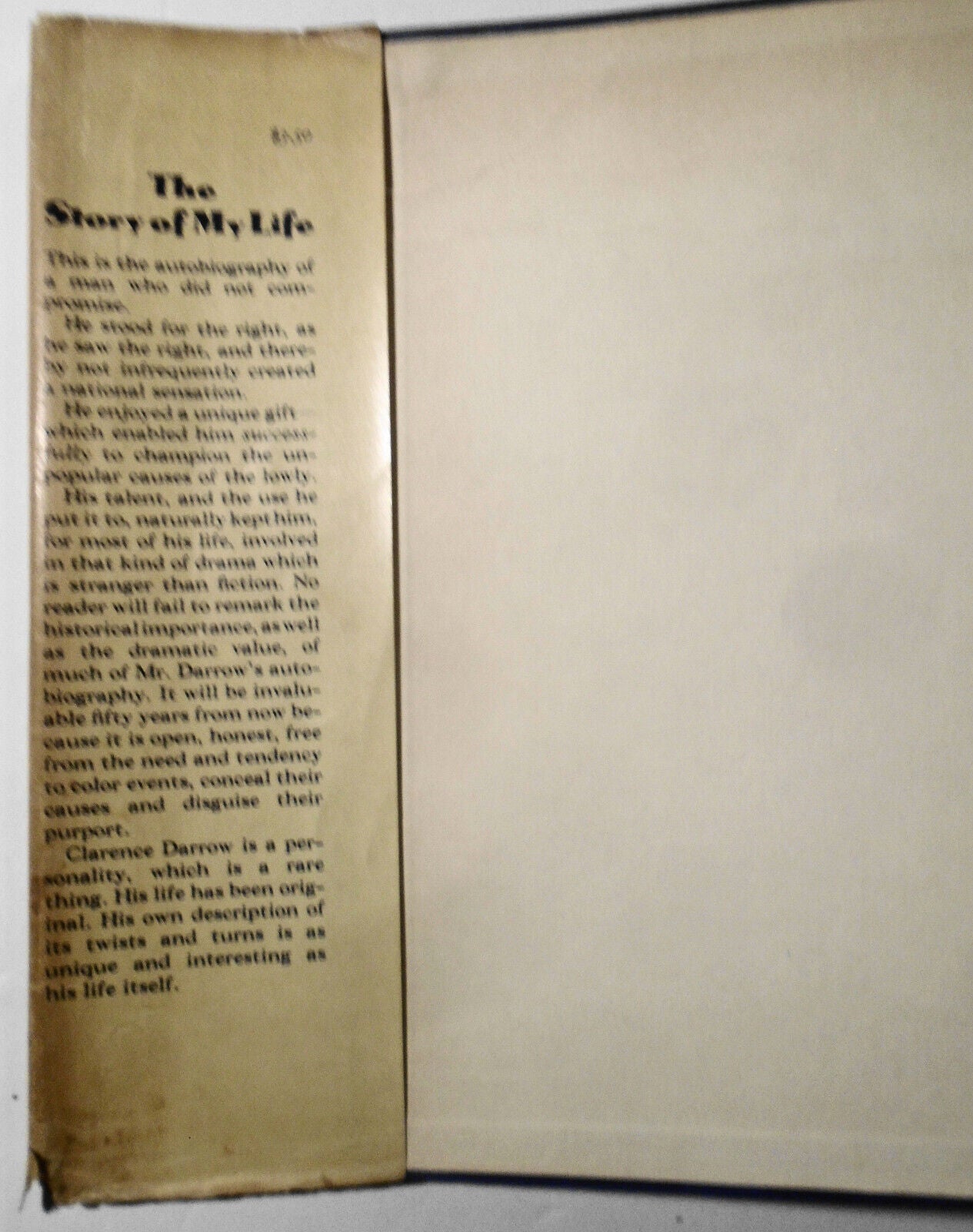 Clarence Darrow. The Story of My Life. 1932 First edition. Hardcover/DJ. 1st ptg