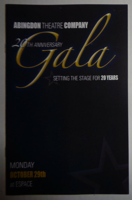 Abingdon Theatre Company - 20th Anniversary Gala Souvenir Program - Oct 29, 2012