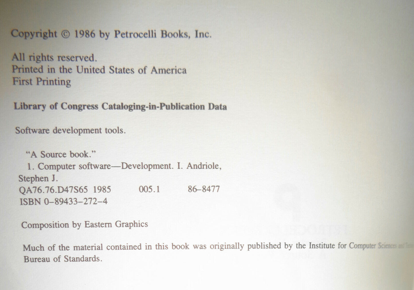 Software Development Tools : A Source Book, by Stephen J. Andriole.