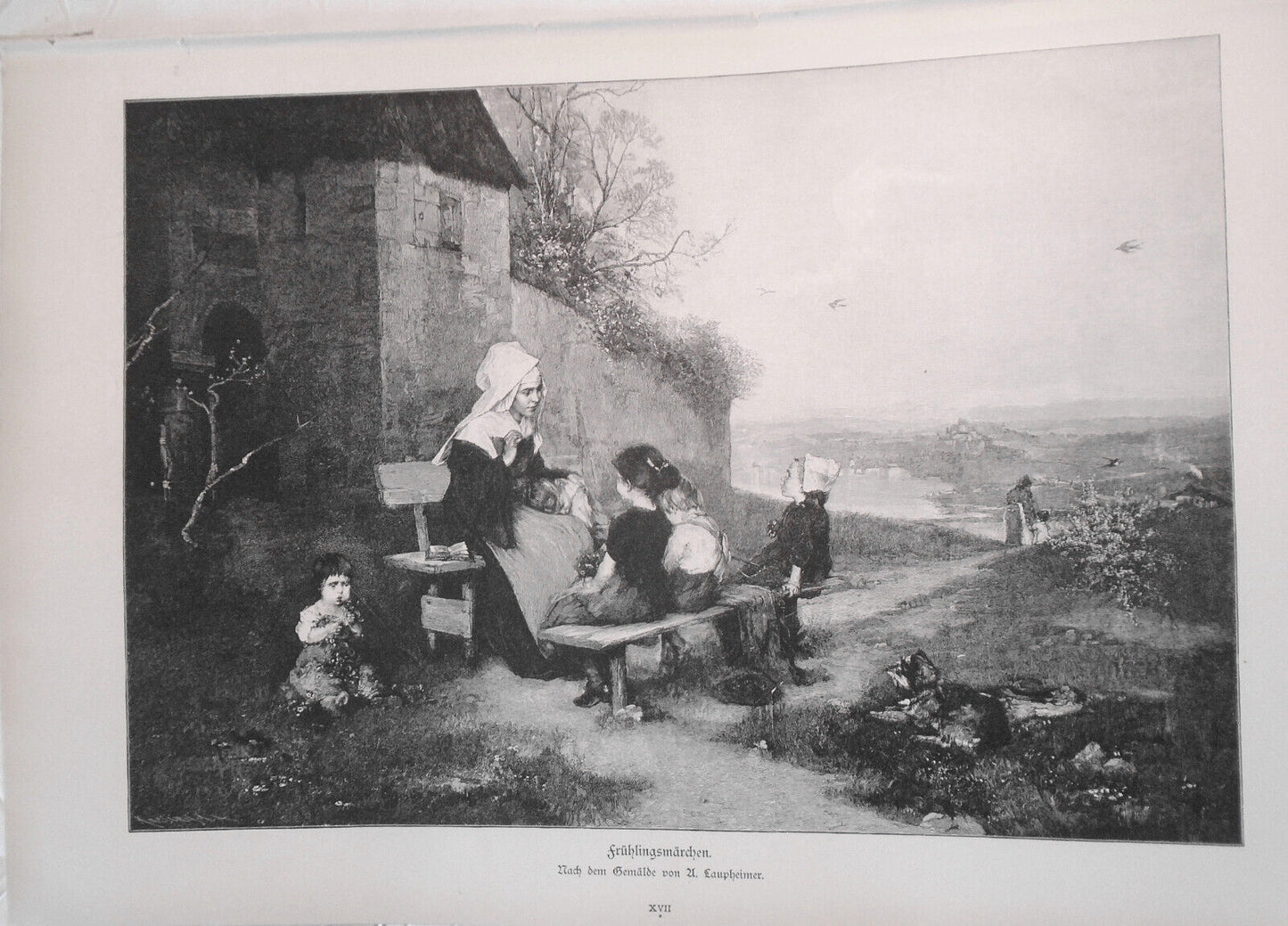 Fruhlingsmarchen, by Anton Laupheimer - 1886 - Original antique print