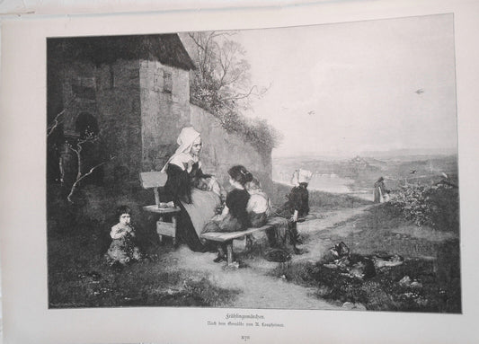 Fruhlingsmarchen, by Anton Laupheimer - 1886 - Original antique print