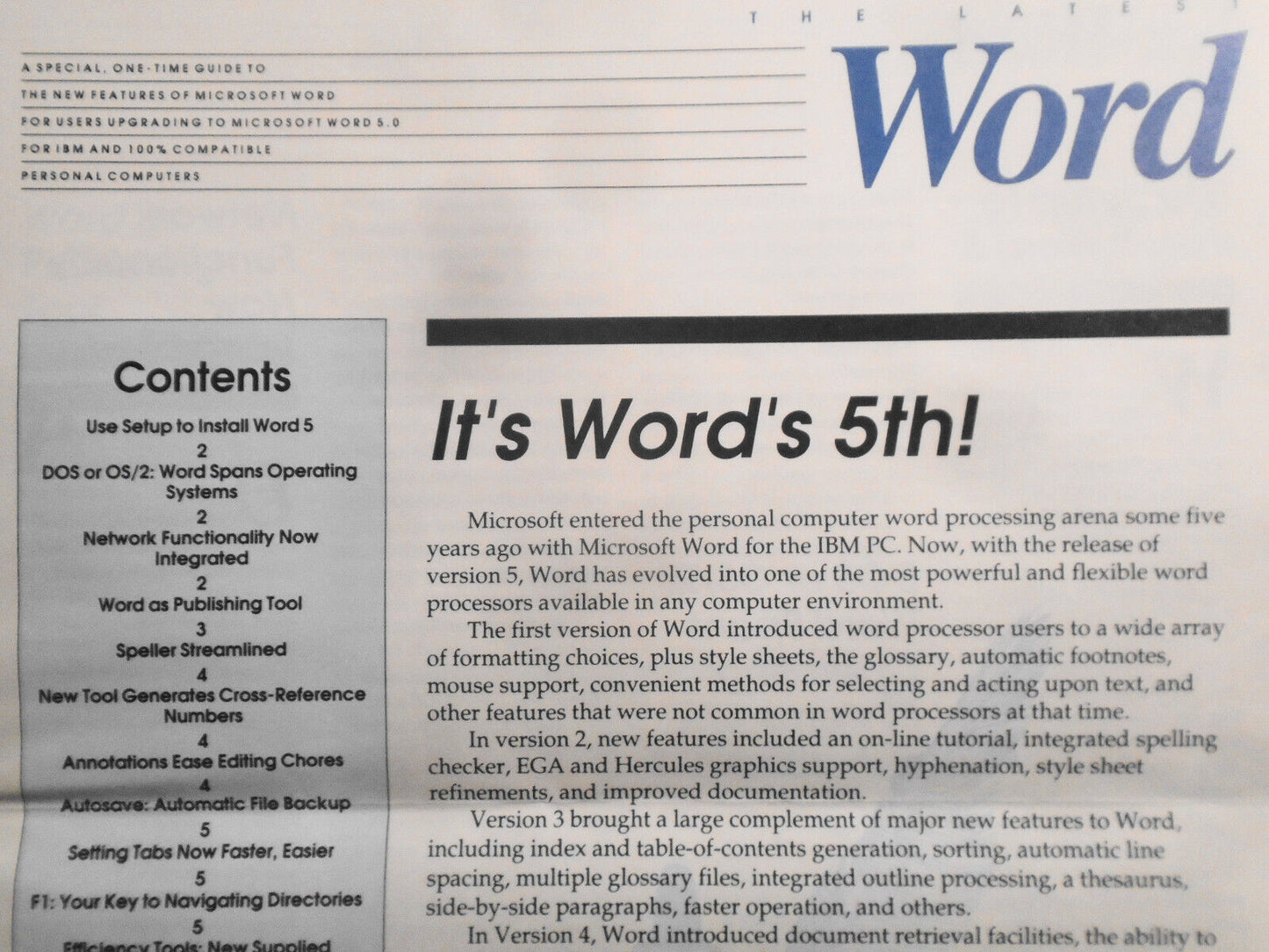 1988 "The Latest Word" - Microsoft Special one-time guide to Word 5.0