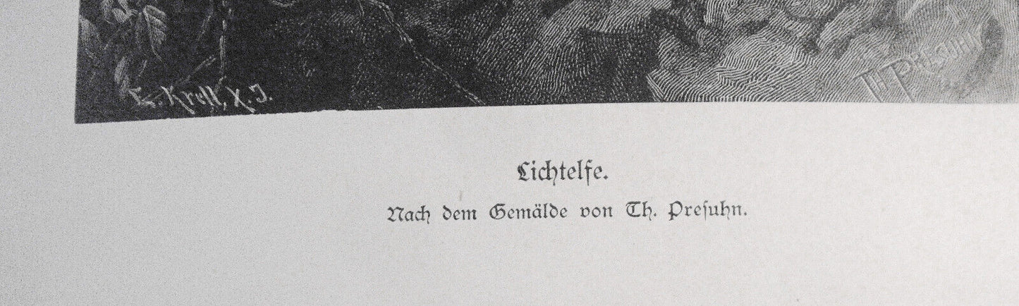 Lichtelfe, by Ch. Presuhn  --  1884 - Original antique print - 16 x 11 inches