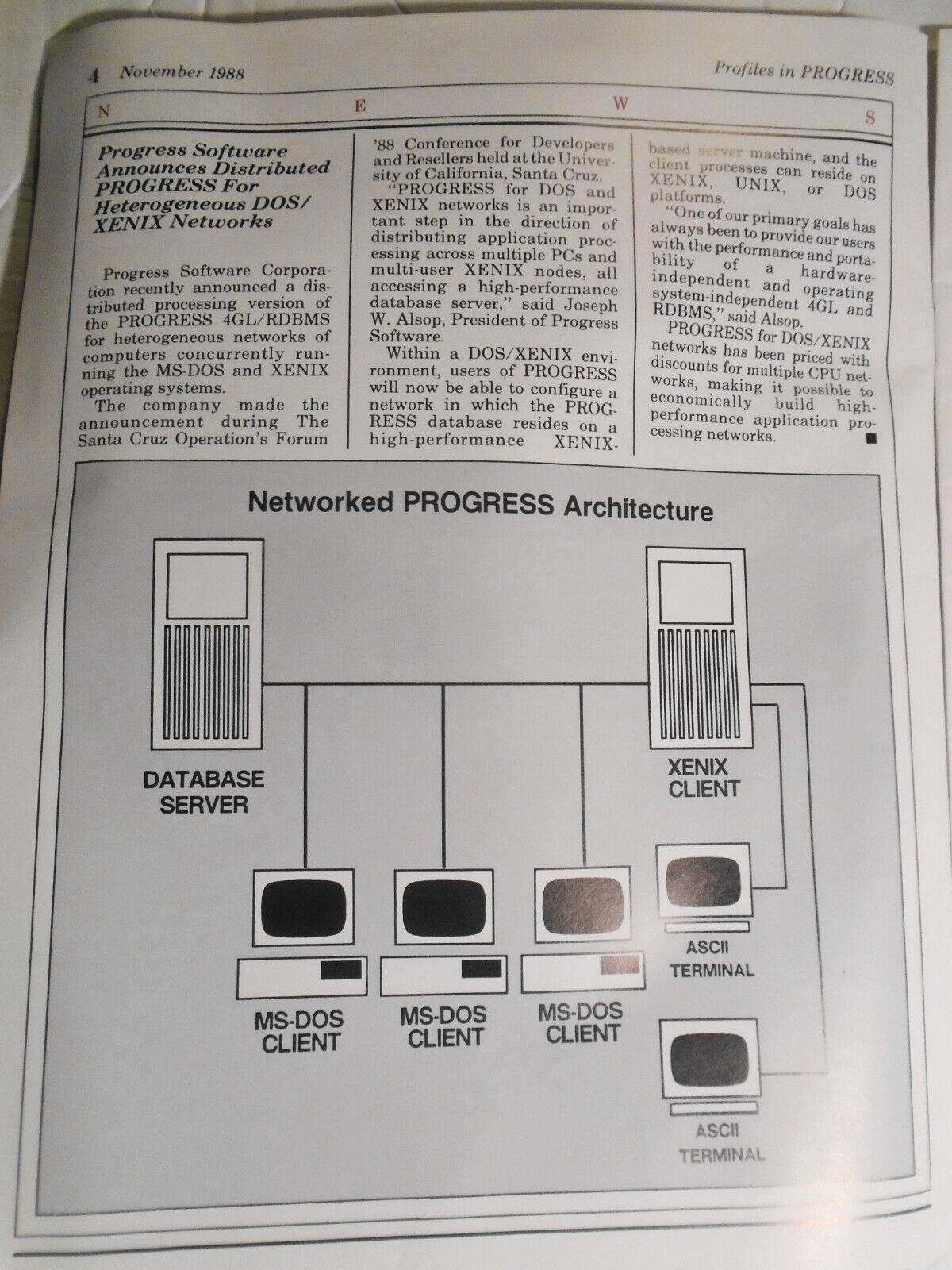 Profiles in Progress, November 1988. Quarterly Newsmagazine of Progress Software