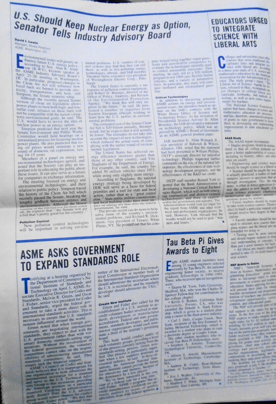 ASME News, June 1990 - By American Society of Mechanical Engineers