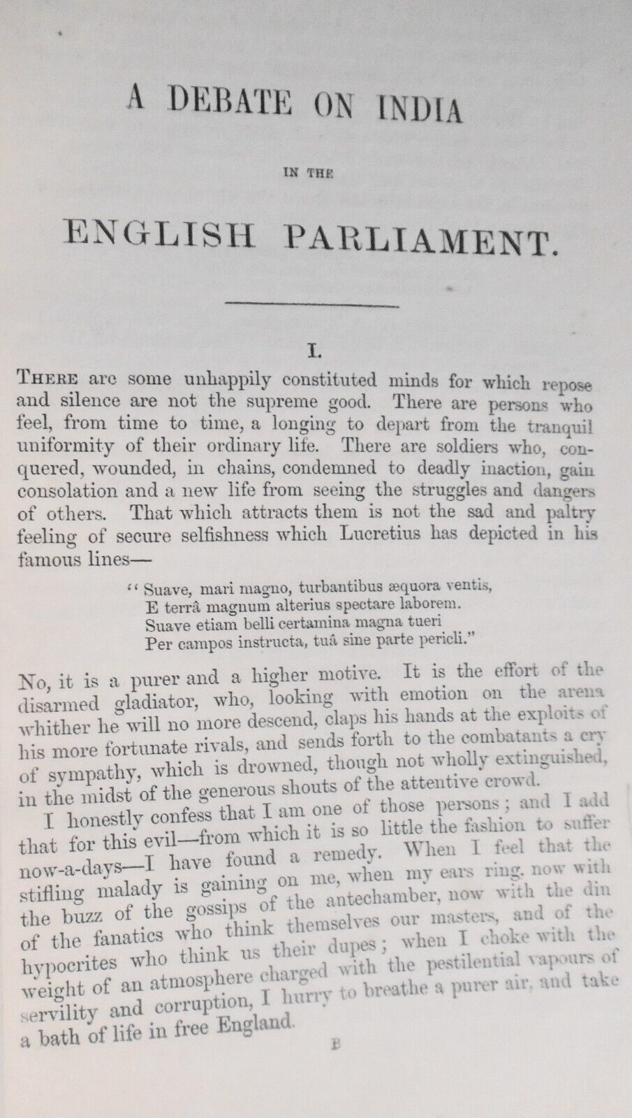 1858 A Debate on India in the English Parliament, by Montalembert