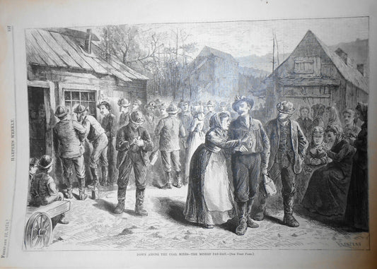 Down Among the Coal Mines - The Coal Miners' Pay-Day - Harper's Weekly, 1873