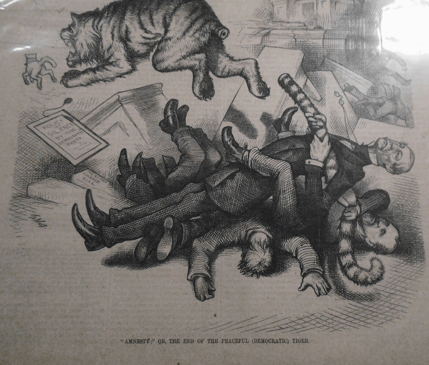 1876 Amnesty; Or, The End of the Peaceful (Democratic) Tiger by Thomas Nast.