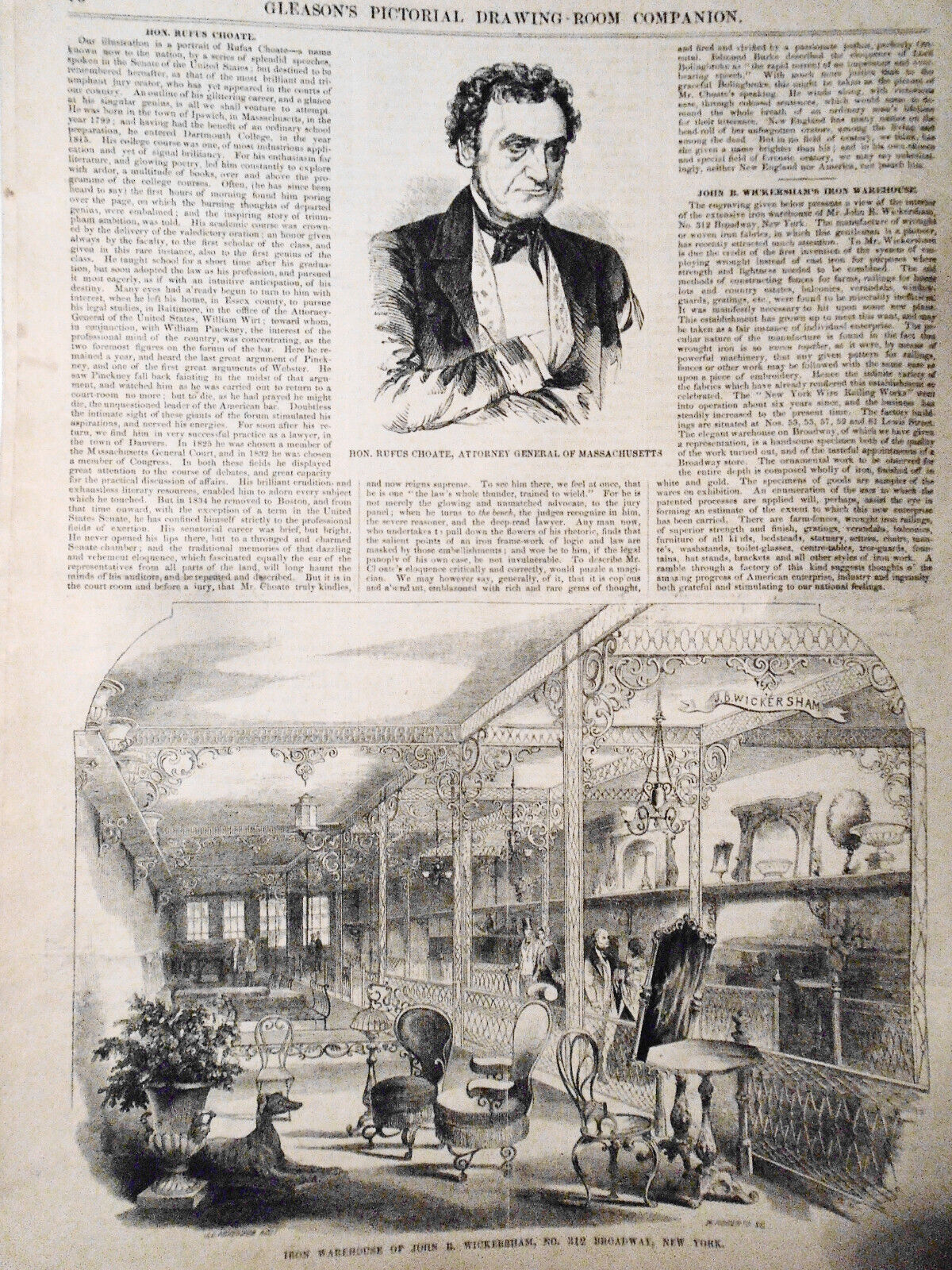 Gleason's Pictorial February 4, 1854 - Panoramic Represention of Crystal Palace