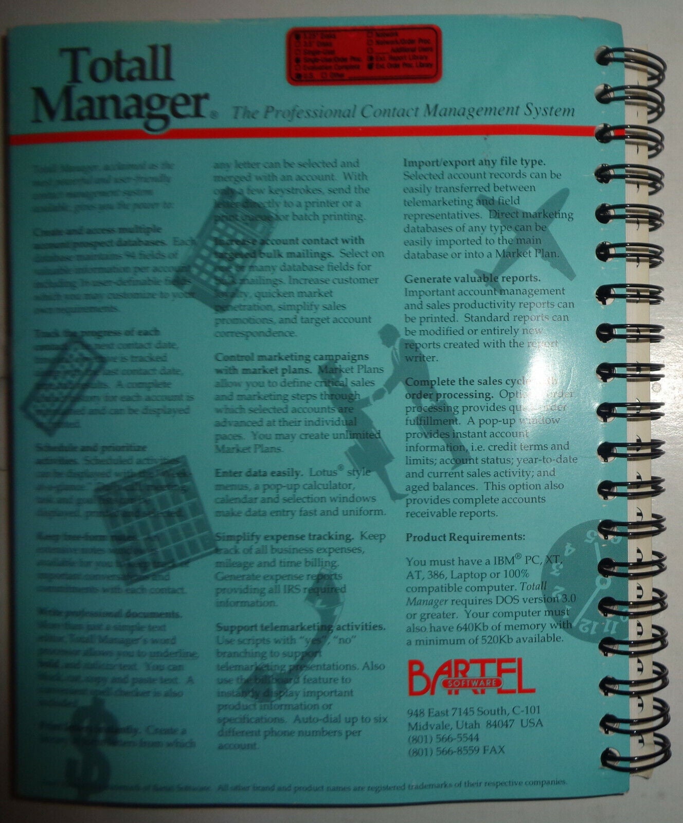 Totall Manager by Bartel Software - Contact management system for IBM PCs. 1990