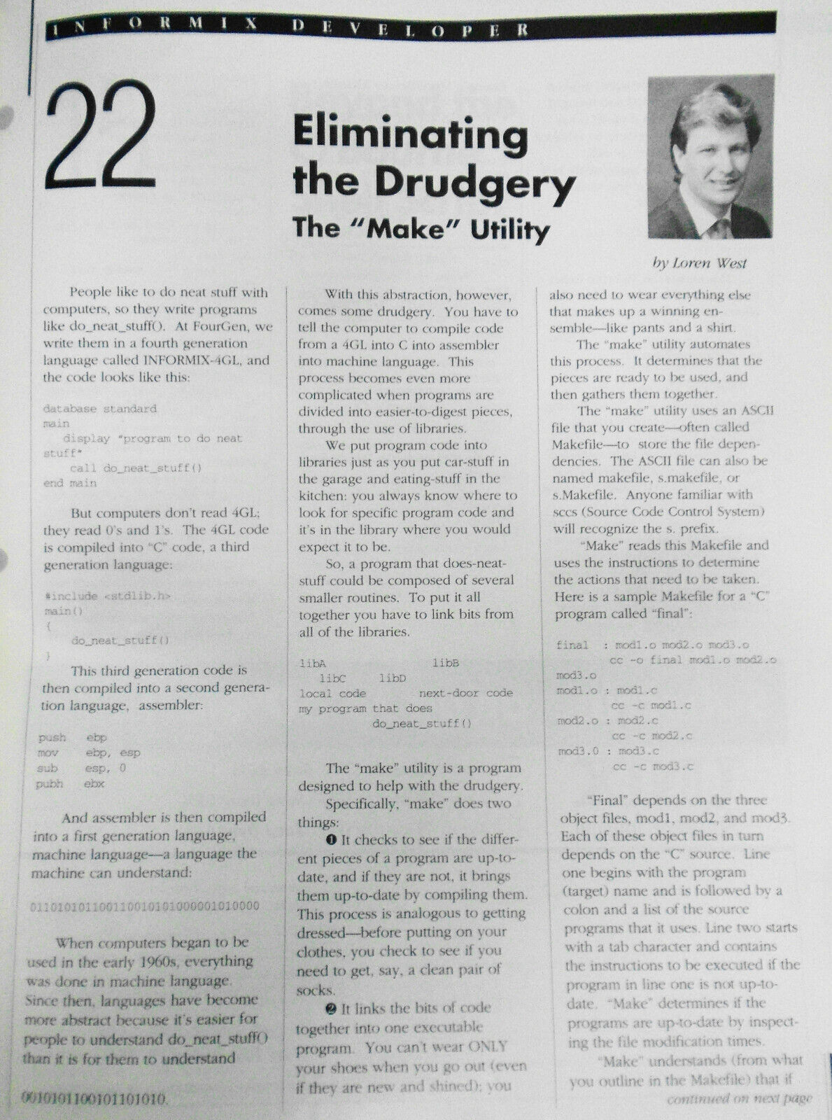 UNIX Software Journal - Vol. 3, Issue 1, 1990. Published by FOURGEN Software