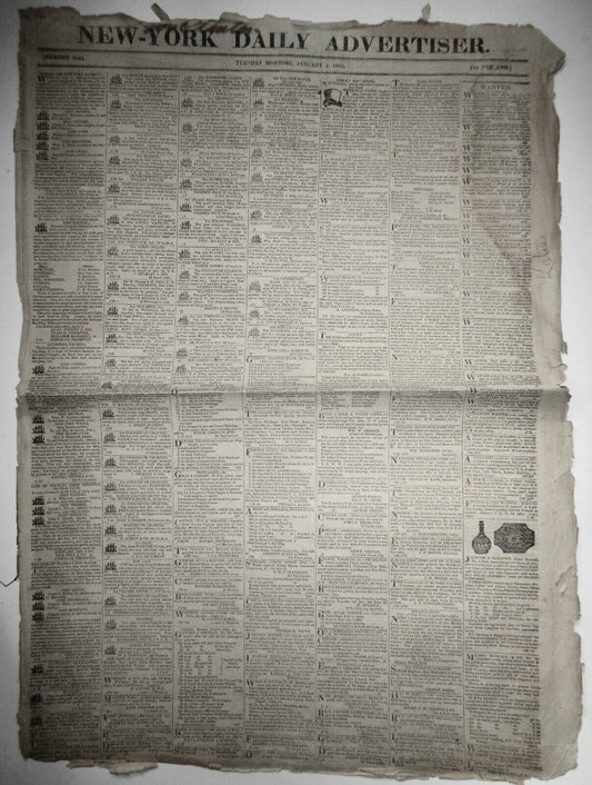 New York Daily Advertiser, January 4, 1825 - Governor DeWitt Clinton's copy