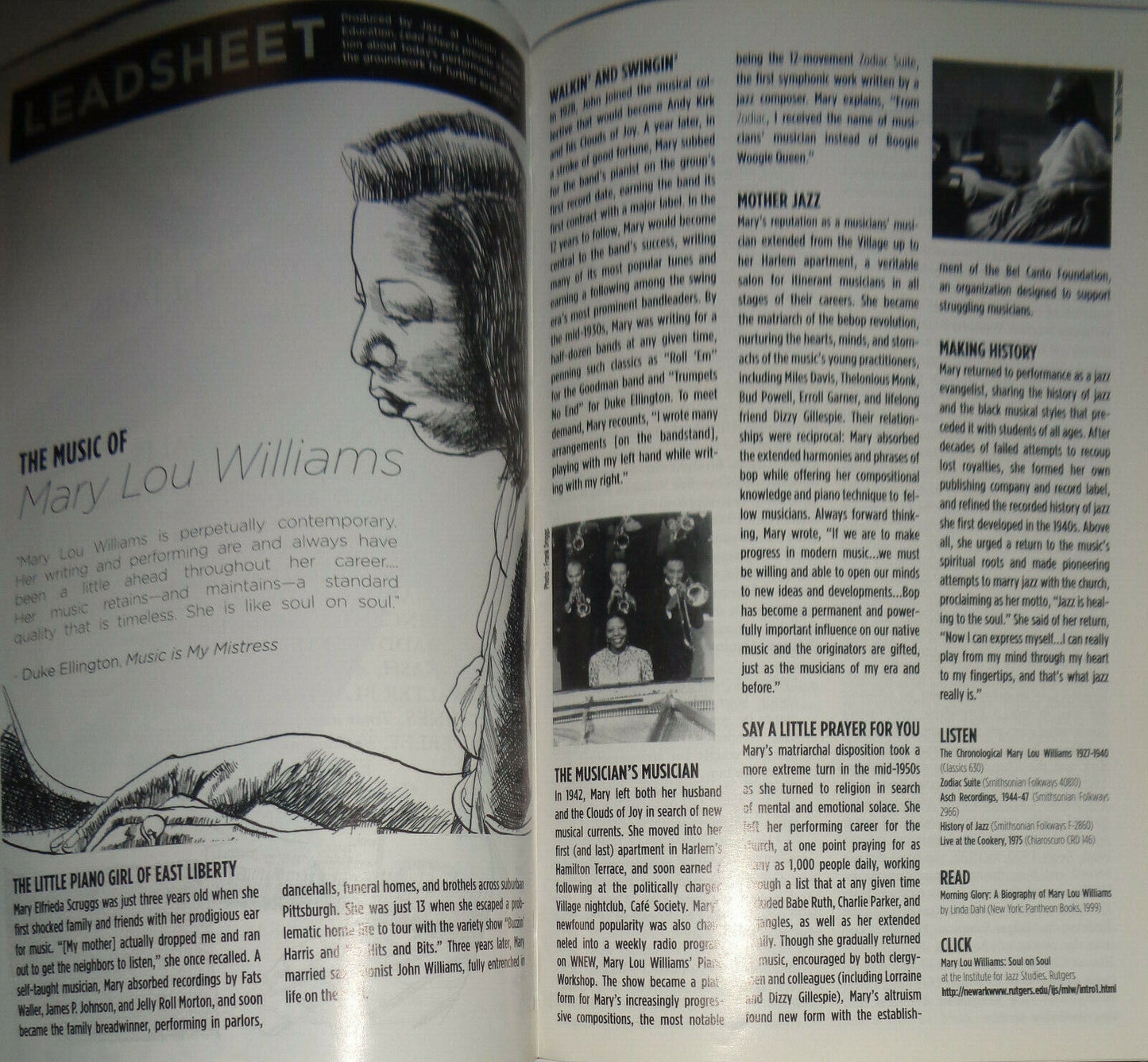 MUSIC OF MARY LOU WILLIAMS, PLAYBILL 2004 Jazz at Lincoln Center Wynton Marsalis