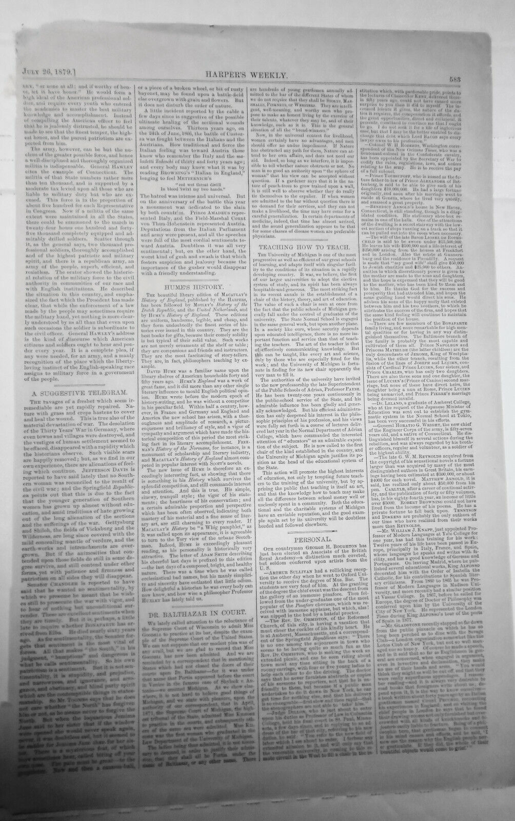 The Metropolitan Regatta, On The Hudson -- Harper's Weekly July 26, 1879