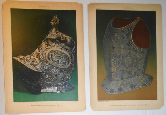 EUROPA - lot of two lithographs circa 1890 by J. Aleu, Barcelona.